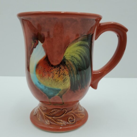 Cracker Barrel Break of Dawn Rooster Mugs Susan Winget Footed Pedestal Mugs - Picture 5 of 8